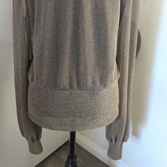 Kristinit Metallic Sheer Blouse Whimsigoth Office Siren Feminine Romantic L - Picture 8 of 10